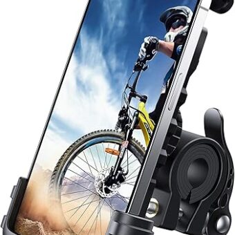 Lamicall Bike Phone Holder, Motorcycle Phone Mount - Motorcycle Handlebar Cell Phone Clamp, Scooter Phone Clip for iPhone 15 Pro Max/Plus, 14 Pro Max, S9, S10 and More 4.7" to...