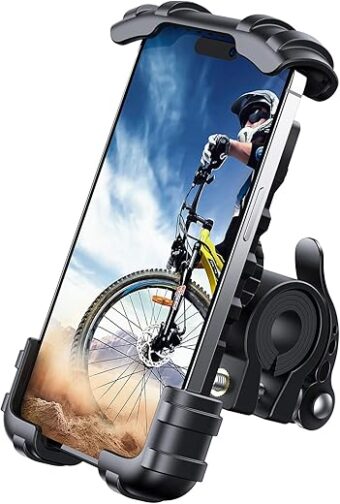 Lamicall Bike Phone Holder, Motorcycle Phone Mount - Motorcycle Handlebar Cell Phone Clamp, Scooter Phone Clip for iPhone 15 Pro Max/Plus, 14 Pro Max, S9, S10 and More 4.7" to...