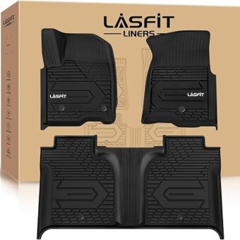 LASFIT Floor Mats Fit for Chevy Silverado/for GMC Sierra 1500 2019-2024 Crew Cab, for Chevrolet Silverado/Sierra 2500 HD/3500 HD 2020-2024 Crew Cab, Rear Row with Factory...