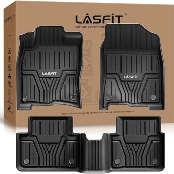 LASFIT Floor Mats Fit for Honda Civic 2016-2021 All Weather Protection TPE Car Liners - 1st & 2nd Row, Black