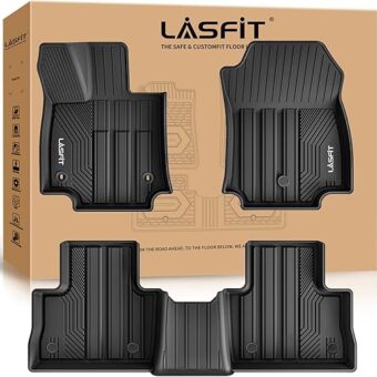 LASFIT Floor Mats for Toyota RAV4 2019-2024 (Include Hybrid) All Weather TPE Mats Custom Fit Floor Liner for Toyota RAV 4 1st and 2nd Row Car Mats, Black