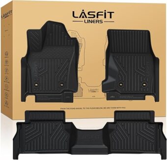 LASFIT Floor Mats for Toyota Tacoma 2024 Double Cab (Not fit Hybrid) All Weather Floor Liner TPE Custom Fit Car Mats Front&Rear 2 Row Mats,Black (Automatic Transmission with...