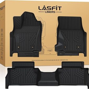 LASFIT Floor Mats for Toyota Tacoma 2024 Double Cab (Not fit Hybrid) All Weather Floor Liner TPE Custom Fit Car Mats Front&Rear 2 Row Mats,Black (Automatic Transmission with...