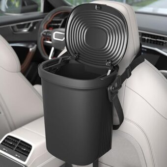 Leakproof Trash Can for Car: 1.9 Gallon Soft Silicone Hanging Garbage Bin with Lid, Easy to Use Vehicle Trash Can, Suitable for Sedans, SUVs, MPVs & Trucks