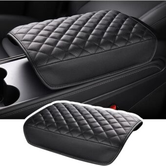 Leather Car Center Console Cover Compatible with Tesla Model 3 Model Y,All Around Protection/Extended Center Console Organizer Design - The Most Practical Car Armrest Cover