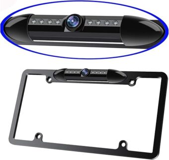 License Plate Frame Backup Camera Night Vision Car Rear View Camera with 8 Bright LEDs 170° Viewing Angle Waterproof Backup Camera Vehicle Universal Reversing Assist Security