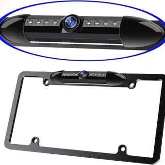 License Plate Frame Backup Camera Night Vision Car Rear View Camera with 8 Bright LEDs 170° Viewing Angle Waterproof Backup Camera Vehicle Universal Reversing Assist Security