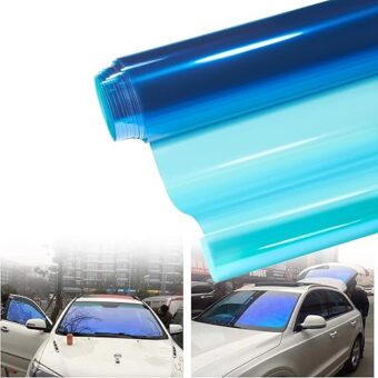 Light Blue Chameleon Windshield Tint Car Windshield Sun Shade Tint Reflective Glass Film 39.37'' x 118''