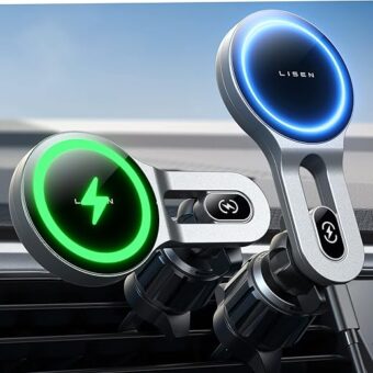 LISEN for 15W MagSafe Car Mount Charger, iPhone Wireless Car Charger Magnetic 2024 New Car Phone Holder Mount, Automobile Car Phone Mount Charger Vent Fit iPhone 15 Pro Max 14...