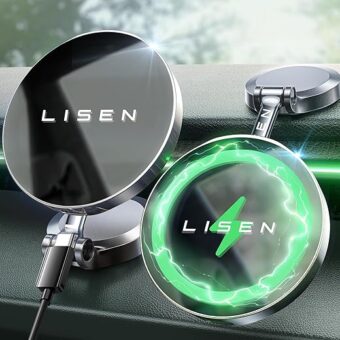 LISEN for Magsafe Car Mount Charger 15W, [360° Rotation] iPhone Wireless Car Charger Ultra-Magnetic Car Phone Holder, for Dashboard Foldable Magsafe Phone Mount Fits iPhone 15...