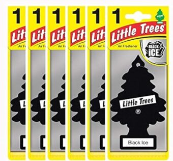 LITTLE TREES Air Freshener Tree MTZ04 Black Ice Fragrance for Car Home Boat Caravan - Six Pack