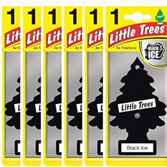 LITTLE TREES Air Freshener Tree MTZ04 Black Ice Fragrance for Car Home Boat Caravan - Six Pack