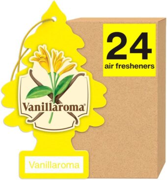 LITTLE TREES Air Fresheners Car Air Freshener. Hanging Tree Provides Long Lasting Scent for Auto or Home. Vanillaroma, 24 Air Fresheners