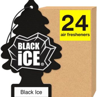 LITTLE TREES Air Fresheners Car Air Freshener. Hanging Tree Provides Long Lasting Scent for Auto or Home. Black Ice, 24 Air Fresheners