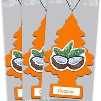 LITTLE TREES Car Air Freshener | Hanging Paper Tree for Home or Car | Coconut | 3 Pack