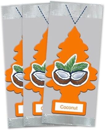 LITTLE TREES Car Air Freshener | Hanging Paper Tree for Home or Car | Coconut | 3 Pack