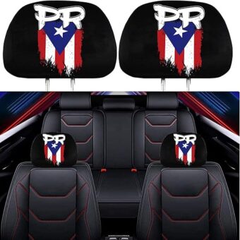 Liuzhi, 2 Pack Headrest Covers for Puerto Rico PR Flag, Seat Cover Accessories Car Headrest Protector Universal Fit to All Car/Truck Models (Puerto Rico PR)