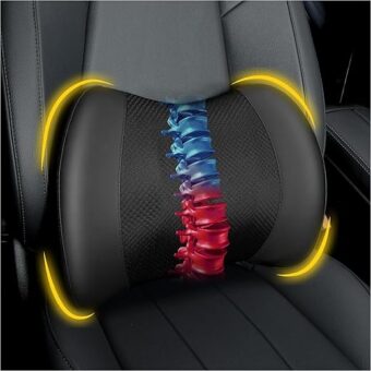 Lumbar Support Pillow: Memory Foam Lumbar Pillow for Lower Back Pain Relief - Car Back Cushion for Driving - Lumbar Support for Car-Office Chair, Wheelchair - Black