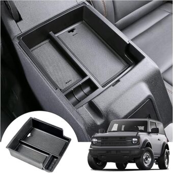 Mabett Center Console Organizer Tray for Ford Bronco Accessories 2024 2023 2022 2021, Armrest Storage Insert Box fit Bronco 2/4 Door with Non-Slip Mat