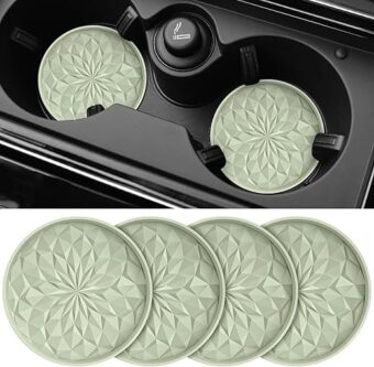 ME.FAN Car Cup Coaster [4 Pack] Silicone Car Coasters/Cup Mats - 2.75In Universal Non-Slip Recessed Car Interior Accessories - Car Cup Holder Insert Coasters Desert Sage