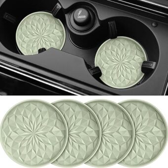 ME.FAN Car Cup Coaster [4 Pack] Silicone Car Coasters/Cup Mats - 2.75In Universal Non-Slip Recessed Car Interior Accessories - Car Cup Holder Insert Coasters Desert Sage