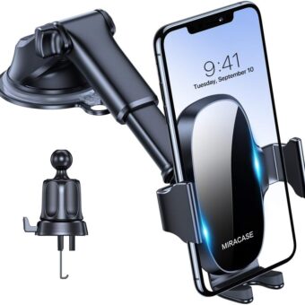 Miracase 3-in-1 Cell Phone Holders for Your Car, Universal Car Phone Holder Mount for Dashboard Air Vent Windshield Compatible with iPhone 15 14 13 12 13 Pro Max Xs XR X, Galaxy...