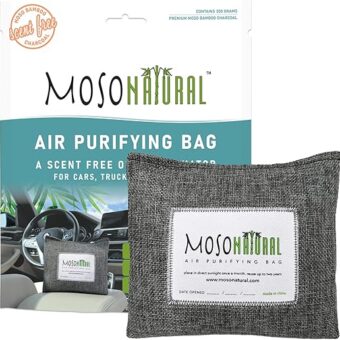 Moso Natural Car Air Freshener and Deodorizer | Bamboo Charcoal Odor Absorber for Car | An Unscented Air Purifying Bag that Lasts 2 Years | Food and Pet Smell Odor Eliminator...