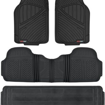 Motor Trend 3 Row Odorless Rubber Floor Mats & Liners for Car SUV Van, Durable Heavy Duty Polymerized Latex Full Interior Protection, Extra-High Ridgeline Design, Black, Model...