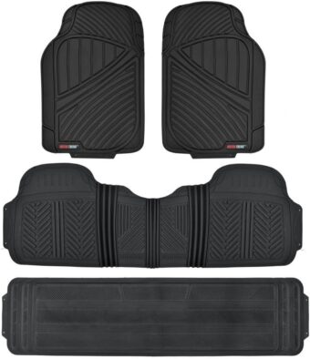 Motor Trend 3 Row Odorless Rubber Floor Mats & Liners for Car SUV Van, Durable Heavy Duty Polymerized Latex Full Interior Protection, Extra-High Ridgeline Design, Black, Model...