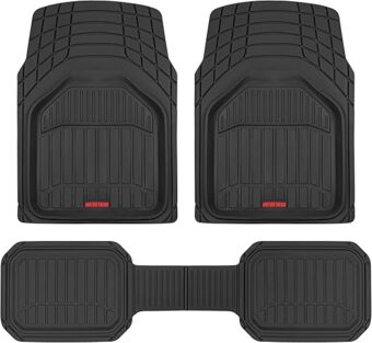 Motor Trend 943-BK FlexTough Defender Car Floor Mats -Next Generation Deep Dish Heavy Duty Contour Liners for Car SUV Truck & Van-All Weather Protection, Trim to Fit Most...