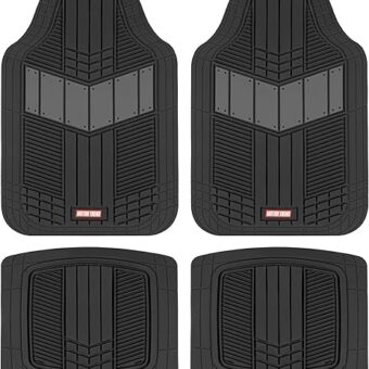 Motor Trend DualFlex™ Rubber Floor Mats for Car Truck Van & SUV - Waterproof Car Floor Mats with Drainage Channels, All-Weather Car Mats with Sporty Two-Tone Design, Automotive...