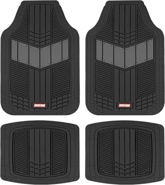 Motor Trend DualFlex™ Rubber Floor Mats for Car Truck Van & SUV - Waterproof Car Floor Mats with Drainage Channels, All-Weather Car Mats with Sporty Two-Tone Design, Automotive...