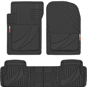 Motor Trend FlexTough Advanced Black Rubber Car Floor Mats – 3 Piece Trim to Fit Floor Mats for Cars Truck SUV, All Weather Automotive Liners with Traction Grips and Multiple...