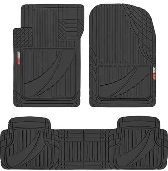 Motor Trend FlexTough Advanced Black Rubber Car Floor Mats – 3 Piece Trim to Fit Floor Mats for Cars Truck SUV, All Weather Automotive Liners with Traction Grips and Multiple...