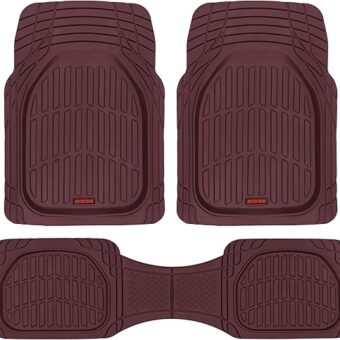 Motor Trend FlexTough Floor Mats for Cars, Burgundy Deep Dish All-Weather Car Mats, Waterproof Trim-To Fit Automotive Cars Trucks SUV, Universal Liner Accessories