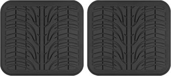 Motor Trend Grand Prix Tire Tread Rubber Car Floor Mats for Auto SUV Truck & Van - All-Weather Waterproof Protection Rear Seat Liners, Trim to Fit Most Vehicles-Black