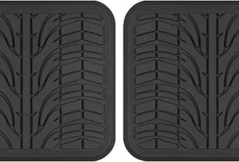 Motor Trend Grand Prix Tire Tread Rubber Car Floor Mats for Auto SUV Truck & Van - All-Weather Waterproof Protection Rear Seat Liners, Trim to Fit Most Vehicles-Black