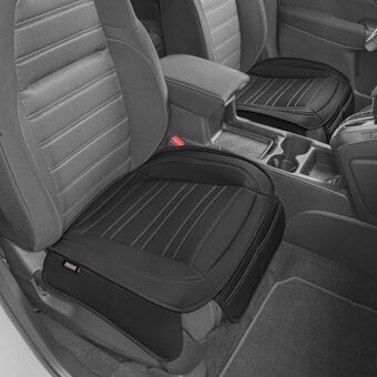 Motor Trend Seat Covers for Cars Trucks SUV, Faux Leather 2-Pack Black Padded with Storage Pockets, Premium Interior Car Seat Cover