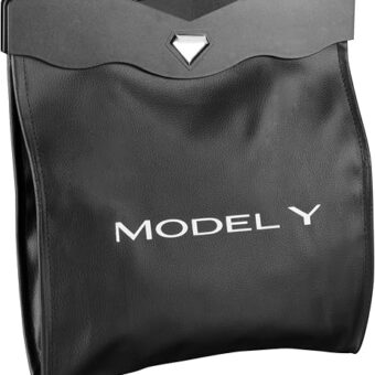 Motrobe 2024 Newest Tesla Model Y 2020-2024 Trash Can Faux Leather Garbage Bag LED Light Garbage Bin with Magnetic Waterproof, 2.5 gallons, Model Y Interior Accessories