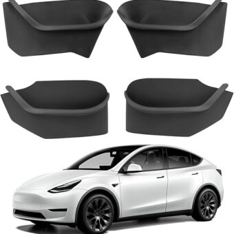 New Door Side Storage Box for Tesla Model Y 4 PCS Full-Cover Front and Rear Door Tray Organizer for Model Y TPE Door Slot Tray Mats Interior Accessories Compatible with Model Y...