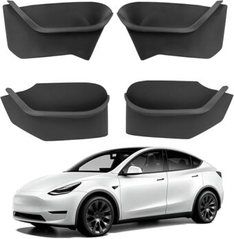 New Door Side Storage Box for Tesla Model Y 4 PCS Full-Cover Front and Rear Door Tray Organizer for Model Y TPE Door Slot Tray Mats Interior Accessories Compatible with Model Y...