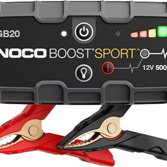 NOCO Boost Sport GB20 500 Amp 12-Volt UltraSafe Lithium Jump Starter Box, Car Battery Booster Pack, Portable Power Bank Charger, and Jumper Cables for Up to 4-Liter Gasoline...