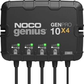 NOCO Genius GENPRO10X4, 4-Bank, 40A (10A/Bank) Smart Marine Battery Charger, 12V Waterproof Onboard Boat Charger, Battery Maintainer and Desulfator for AGM, Lithium (LiFePO4)...