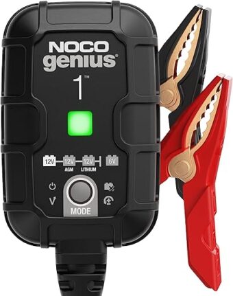 NOCO GENIUS1, 1A Smart Car Battery Charger, 6V and 12V Automotive Charger, Battery Maintainer, Trickle Charger, Float Charger and Desulfator for Motorcycle, ATV, Lithium and...