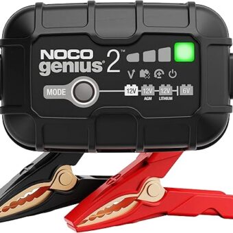 NOCO GENIUS2, 2A Smart Car Battery Charger, 6V and 12V Automotive Charger, Battery Maintainer, Trickle Charger, Float Charger and Desulfator for Motorcycle, ATV, Lithium and...