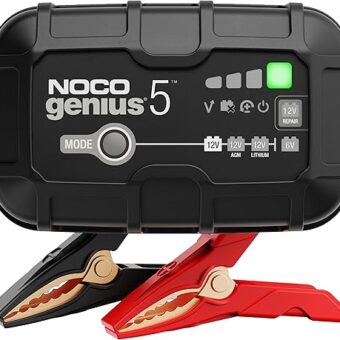 NOCO GENIUS5, 5A Smart Car Battery Charger, 6V and 12V Automotive Charger, Battery Maintainer, Trickle Charger, Float Charger and Desulfator for Motorcycle, ATV, Lithium and...