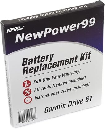 NP99sp NewPower99 Battery Replacement Kit for Garmin Drive 61, 61LM, 61LMT-S with Tools, Video Instructions, Long Life Battery