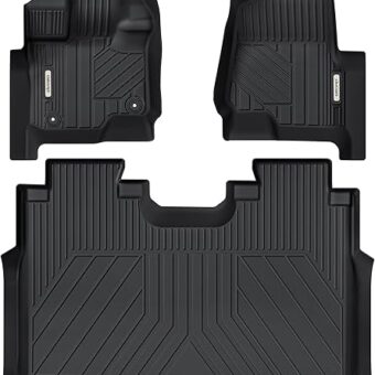 OEDRO Floor Mats Fit for 2015-2024 Ford F-150/ F150 Lightning SuperCrew Cab (Not Fit Rear Seat with Under-Seat Fold Flat Storage), All-Weather TPE Floor Liner, Black