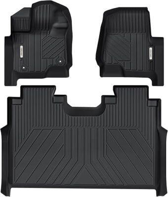 OEDRO Floor Mats Fit for 2015-2024 Ford F-150/ F150 Lightning SuperCrew Cab (Not Fit Rear Seat with Under-Seat Fold Flat Storage), All-Weather TPE Floor Liner, Black