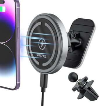 OHLPRO MagSafe Car Mount Charger iPhone Wireless Car Charger, Stick on Dashboard Magnetic Phone Holder Mount for iPhone 15 Pro Plus Max 14 13 12 Series, 15W Fast Charging,...